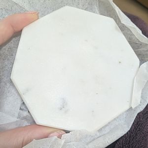 Set of 4 white marble geo coasters by Zeal Living